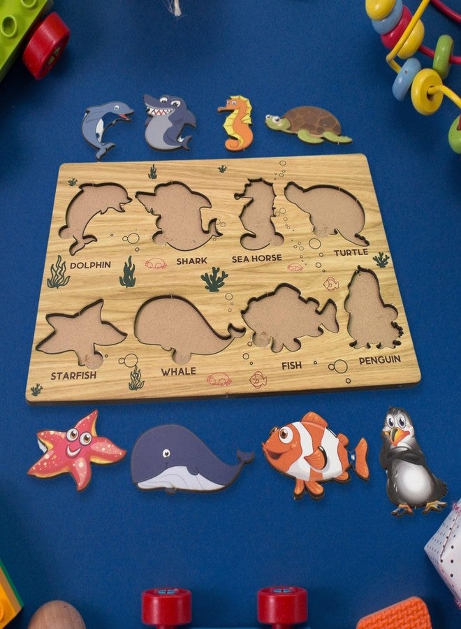 Vastate Seawater Animal Wooden Puzzle, Educational Learning Board for Kids Fun and Interactive Ocean-Themed Puzzle Set, Perfect for Early Learning, Fine Motor Skills, and Cognitive Development (1 Set) - Image 3